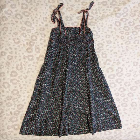 1970s A Line Cotton Floral Patterned Pockets Dress Tie Straps Small Fall Florals - Picture 6 of 9